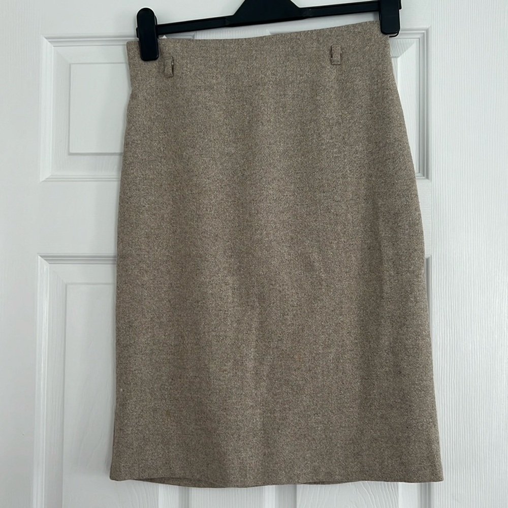 Benetton Beige Wool Blend Pencil Skirt with Slit